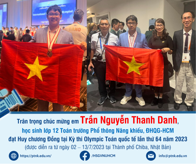 Trần Nguyễn Thanh Danh đoạt huy chương đồng toán quốc tế 2023