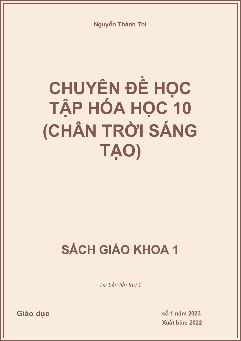 Chuyên đề học tập Hóa học 10 (Chân trời sáng tạo)