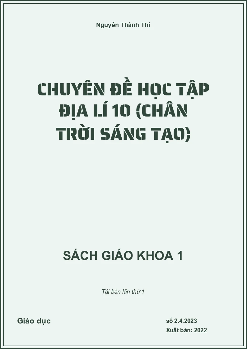 Chuyên đề học tập Địa Lí 10 (Chân trời sáng tạo)