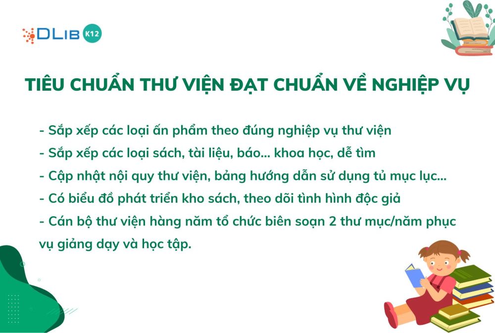 Tiêu chuẩn thư viện trường học đạt chuẩn về nghiệp vụ