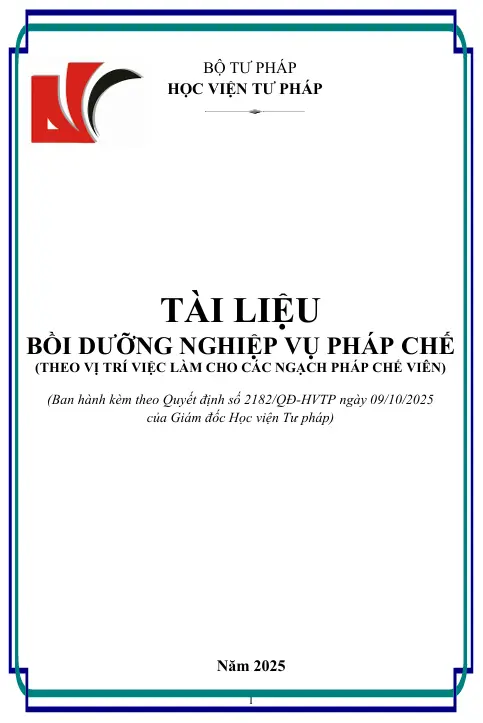 Tài liệu bồi dưỡng nghiệp vụ Pháp chế (Theo vị trí việc làm cho các ngạch pháp chế viên)