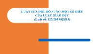 Luật sửa đổi, bổ sung một số điều của Luật Giáo dục và yêu cầu triển khai thực hiện