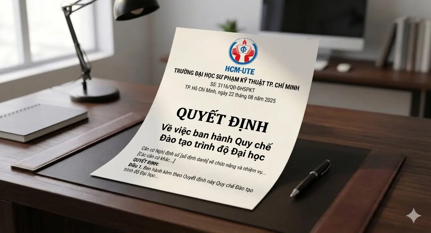 Quyết định số 3116/QĐ-ĐHSPKT ngày 22/08/2025 của Trường Đại học Sư phạm Kỹ thuật TP. Hồ Chí Minh về việc ban hành Quy chế đào tạo trình độ đại học
