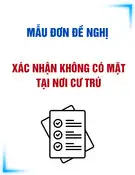 Mẫu Đơn đề nghị xác nhận không có mặt tại nơi cư trú