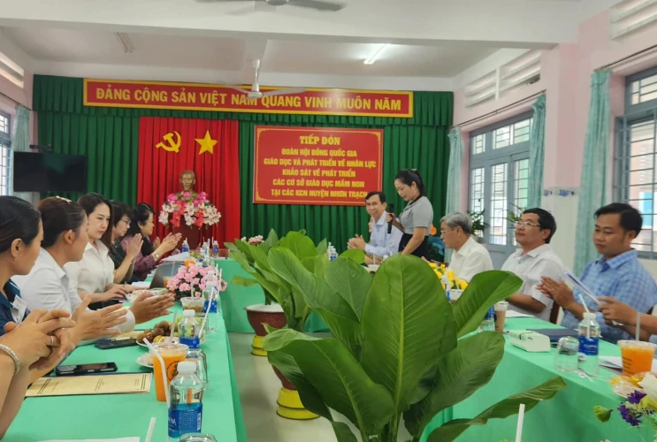 Trường Mầm non Phước thiền vinh dự đón tiếp đoàn Hội đồng Quốc gia Giáo dục và Phát triển nhân lực về khảo sát phát triển cơ sở GDMN tại các khu công nghiệp huyện Nhơn Trạch