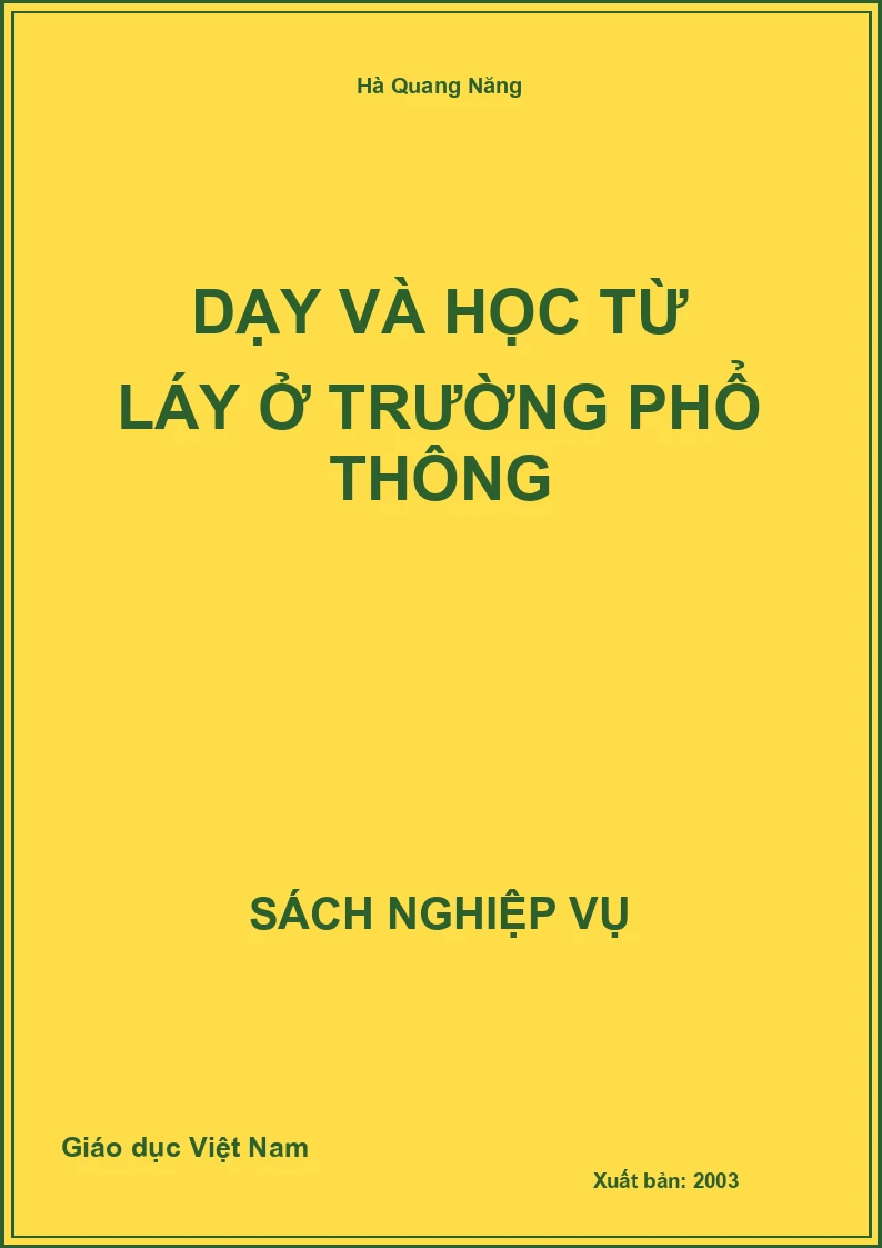 Dạy Và Học Từ Láy Ở Trường Phổ Thông