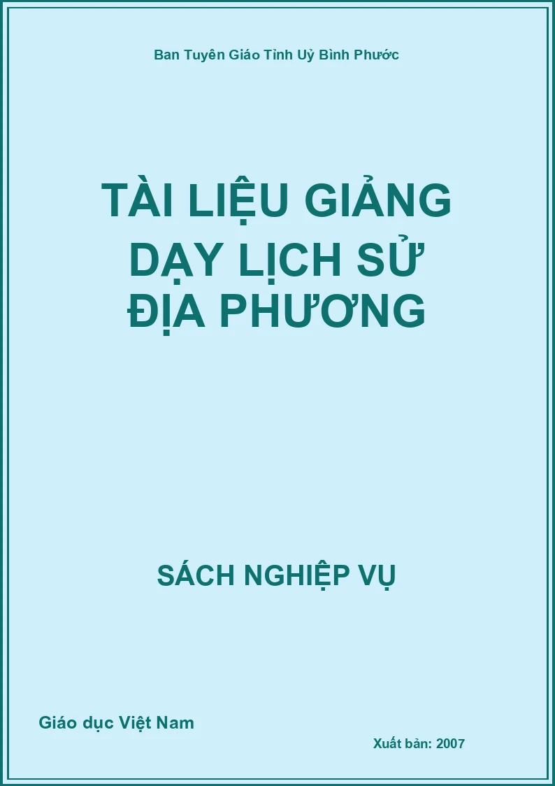 Tài Liệu Giảng Dạy Lịch Sử Địa Phương