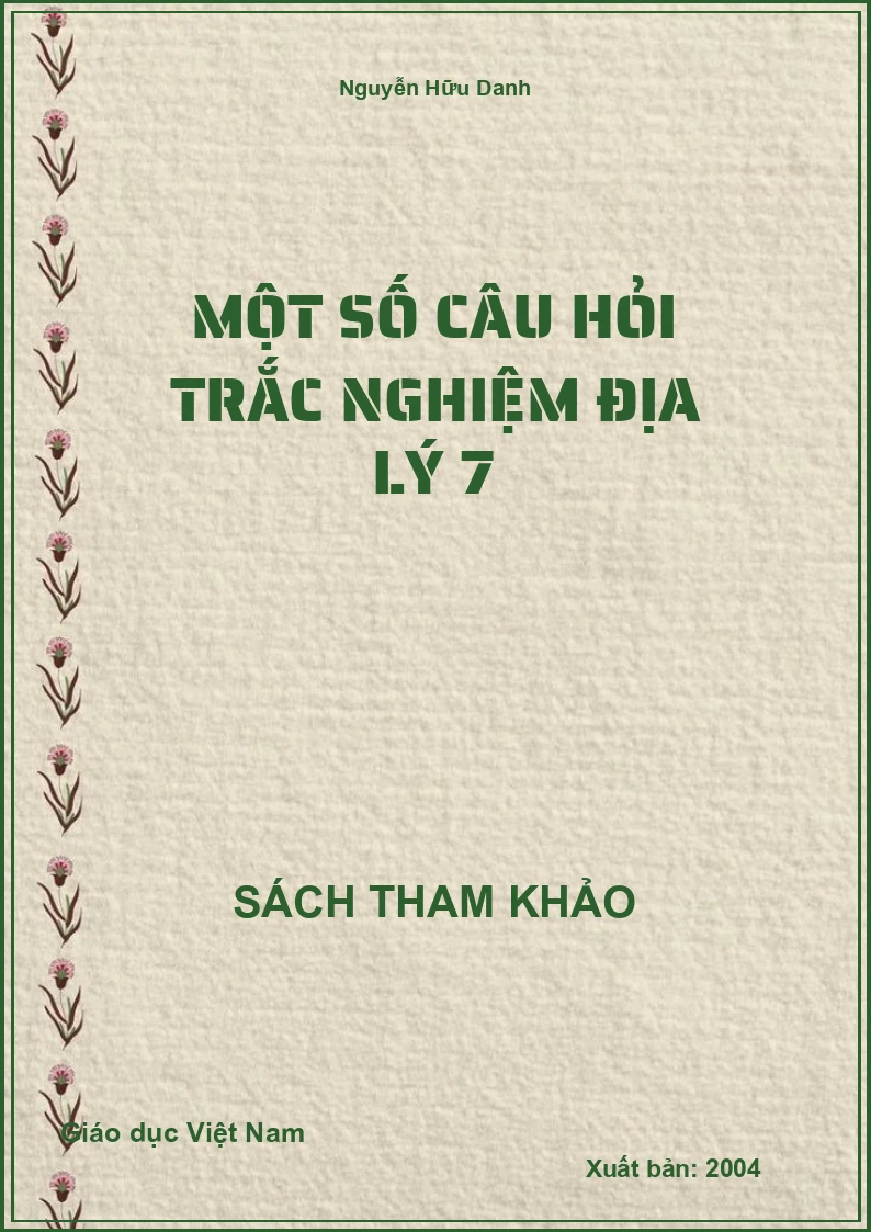 Một Số Câu Hỏi Trắc Nghiệm Địa Lý 7