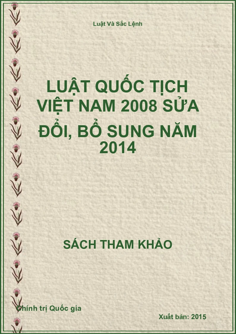 Luật Quốc Tịch Việt Nam 2008 Sửa Đổi, Bổ Sung Năm 2014