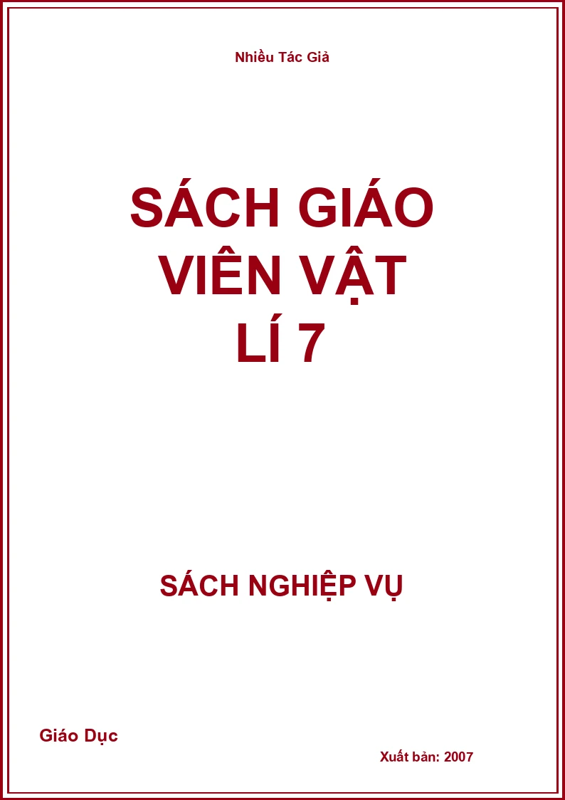 Sách Giáo Viên Vật Lí 7