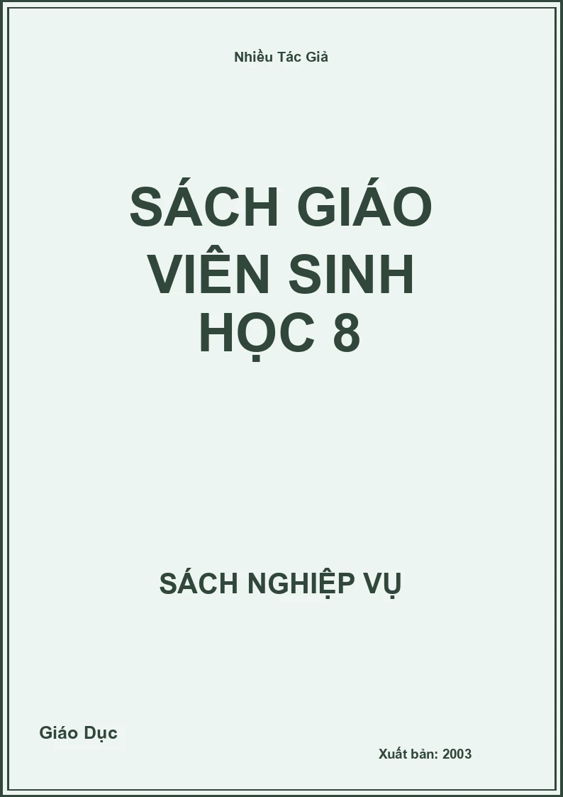 Sách Giáo Viên Sinh Học 8