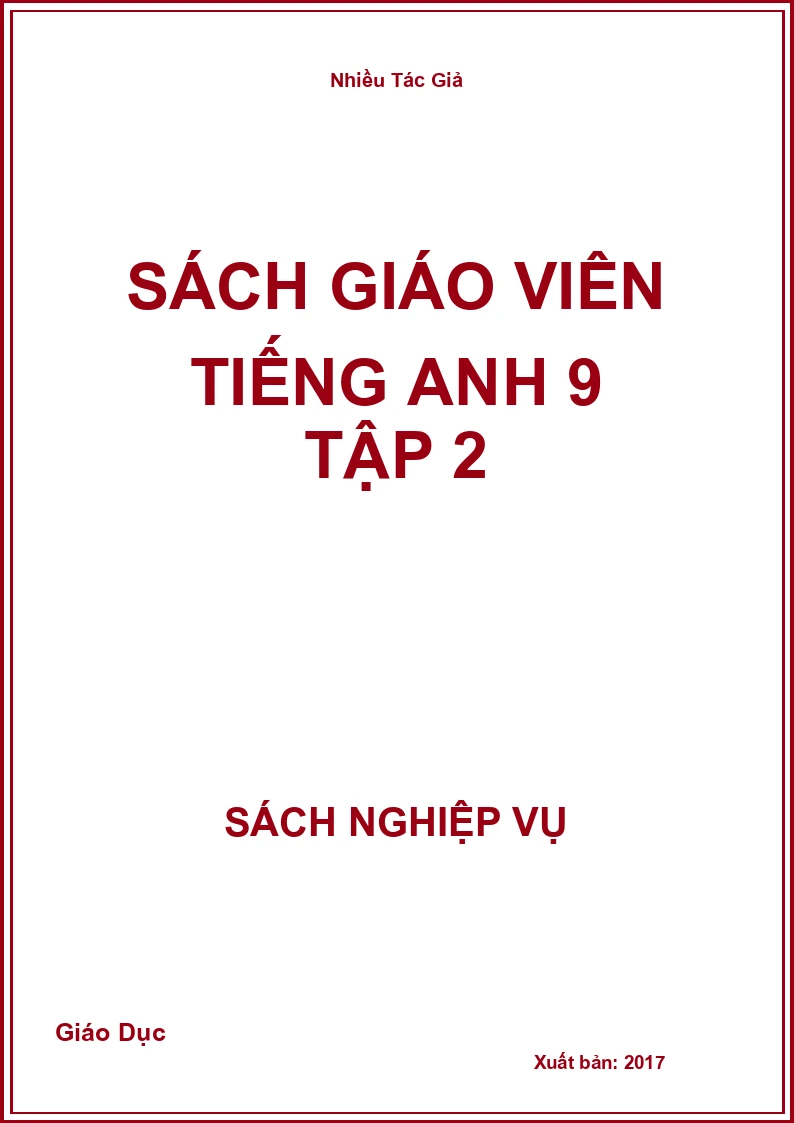 Sách Giáo Viên Tiếng Anh 9 Tập 2