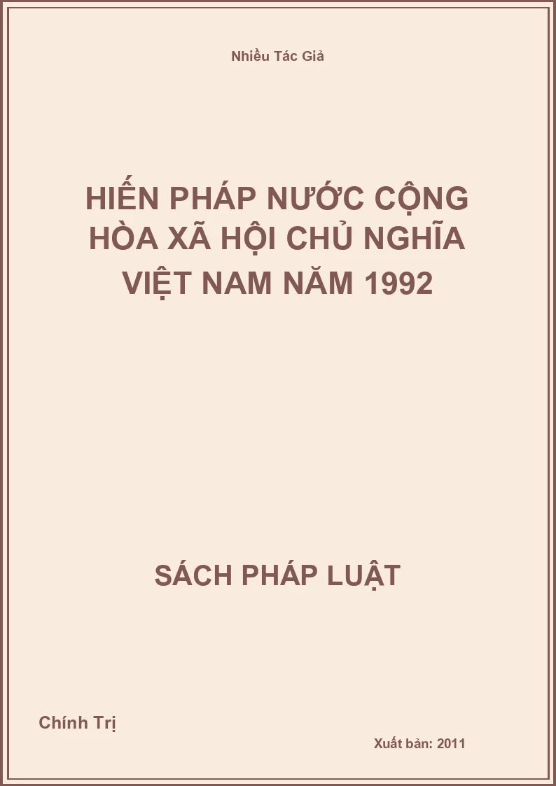 Hiến Pháp Nước Cộng Hòa Xã Hội Chủ Nghĩa Việt Nam Năm 1992