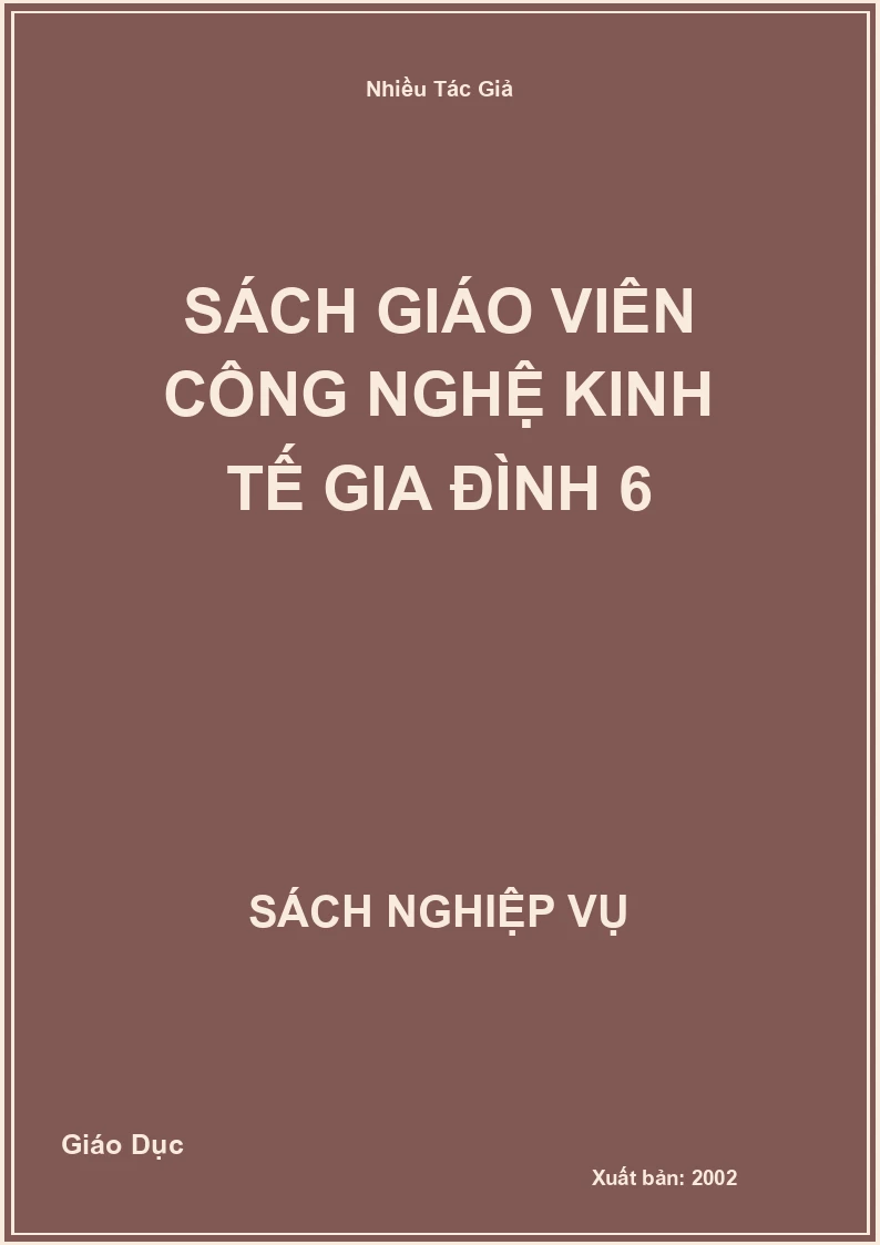 Sách Giáo Viên Công Nghệ Kinh Tế Gia Đình 6