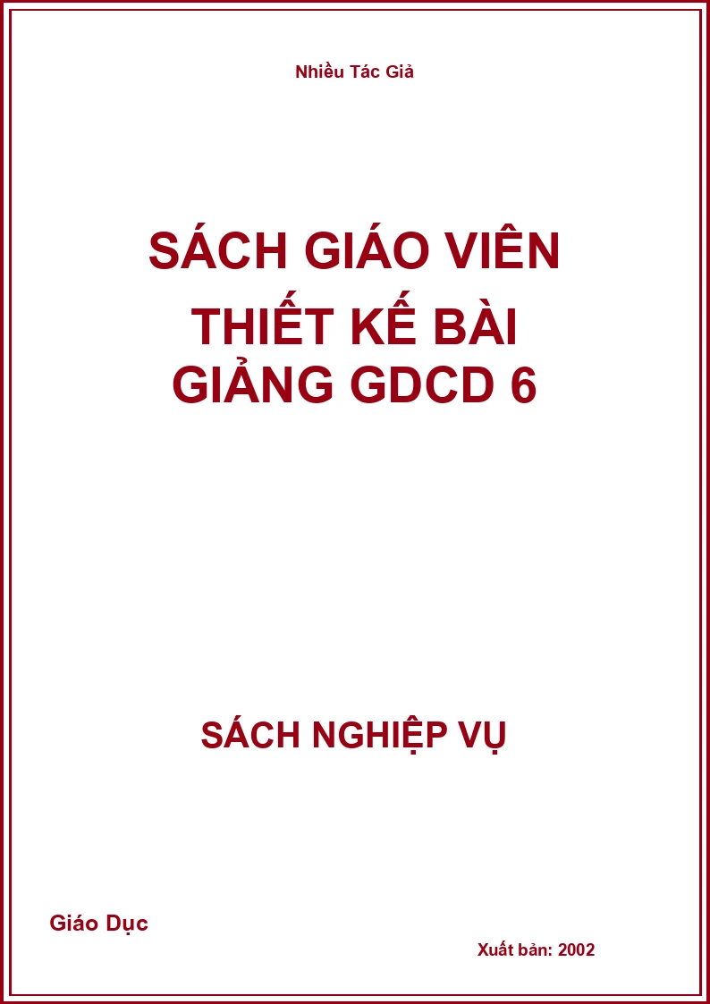 Sách Giáo Viên Thiết Kế Bài Giảng GDCD 6