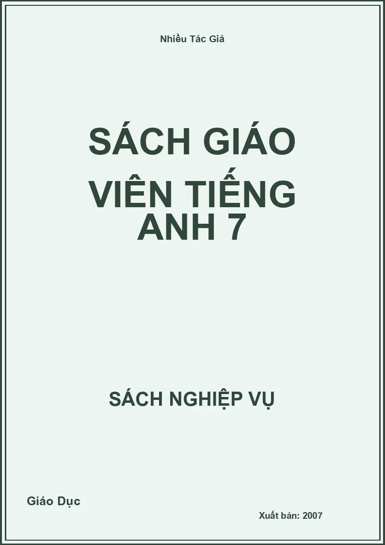 Sách Giáo Viên Tiếng Anh 7