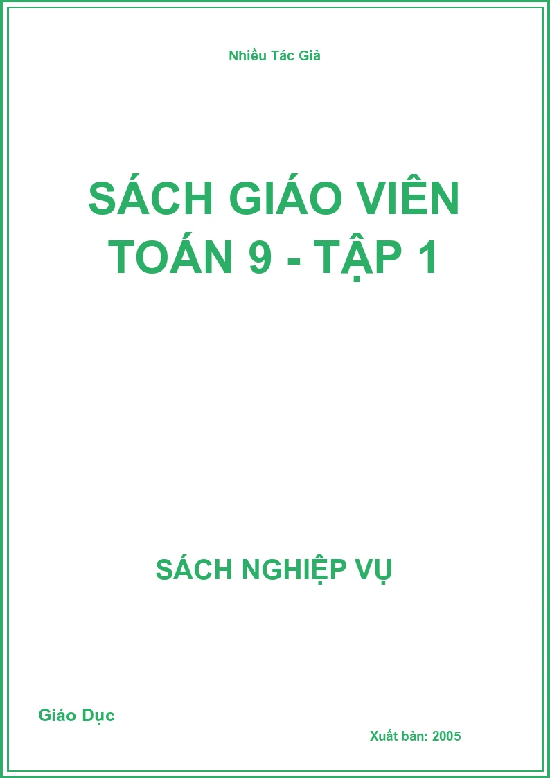 Sách Giáo Viên Toán 9 - Tập 1