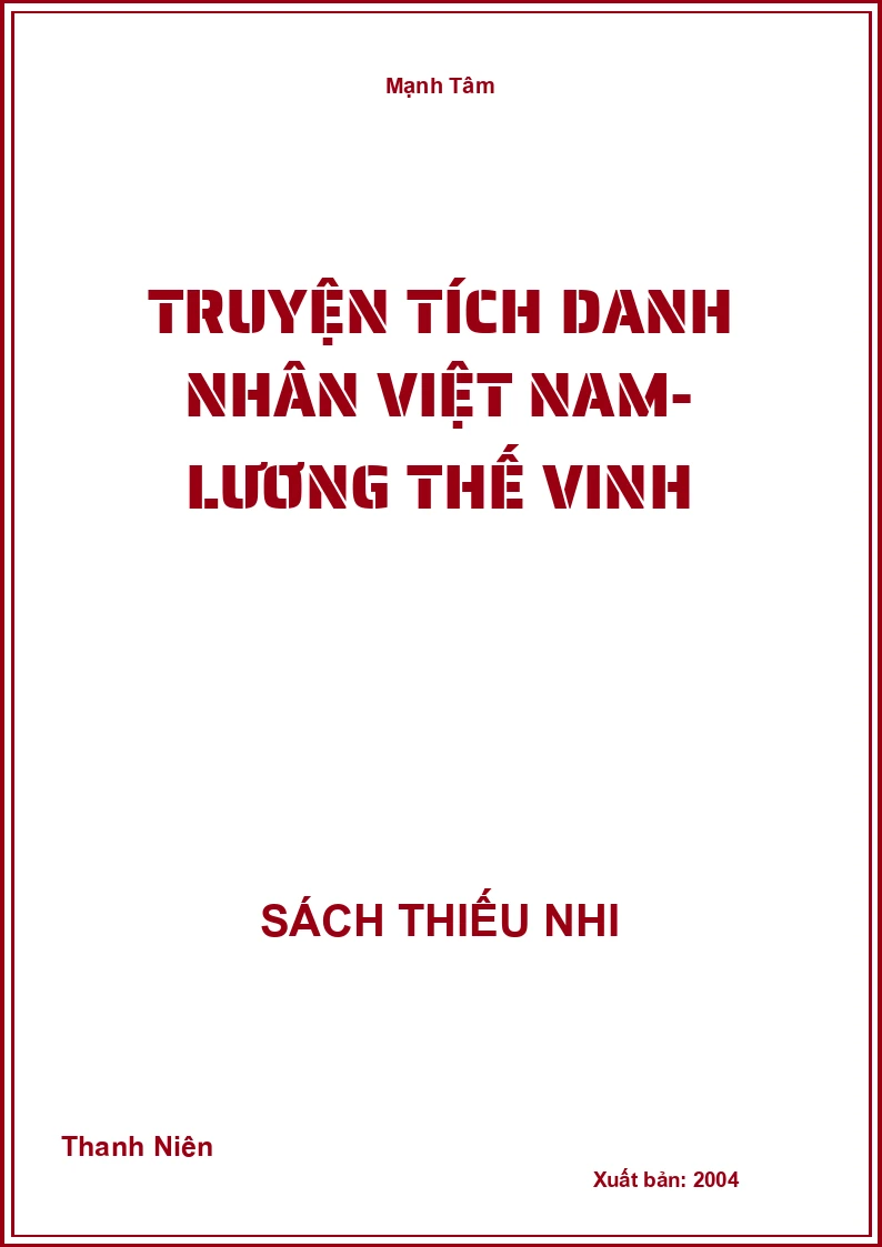 Truyện tích danh nhân Việt Nam- Lương Thế Vinh
