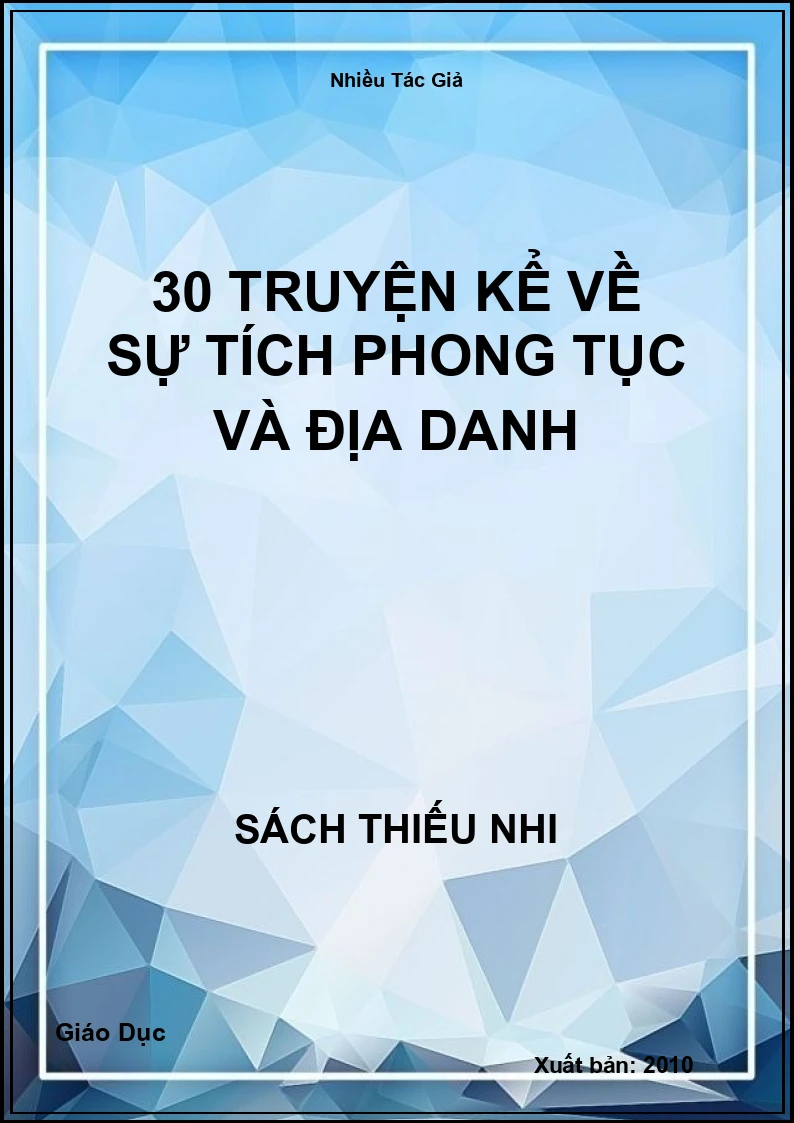 30 Truyện kể về sự tích phong tục và địa danh