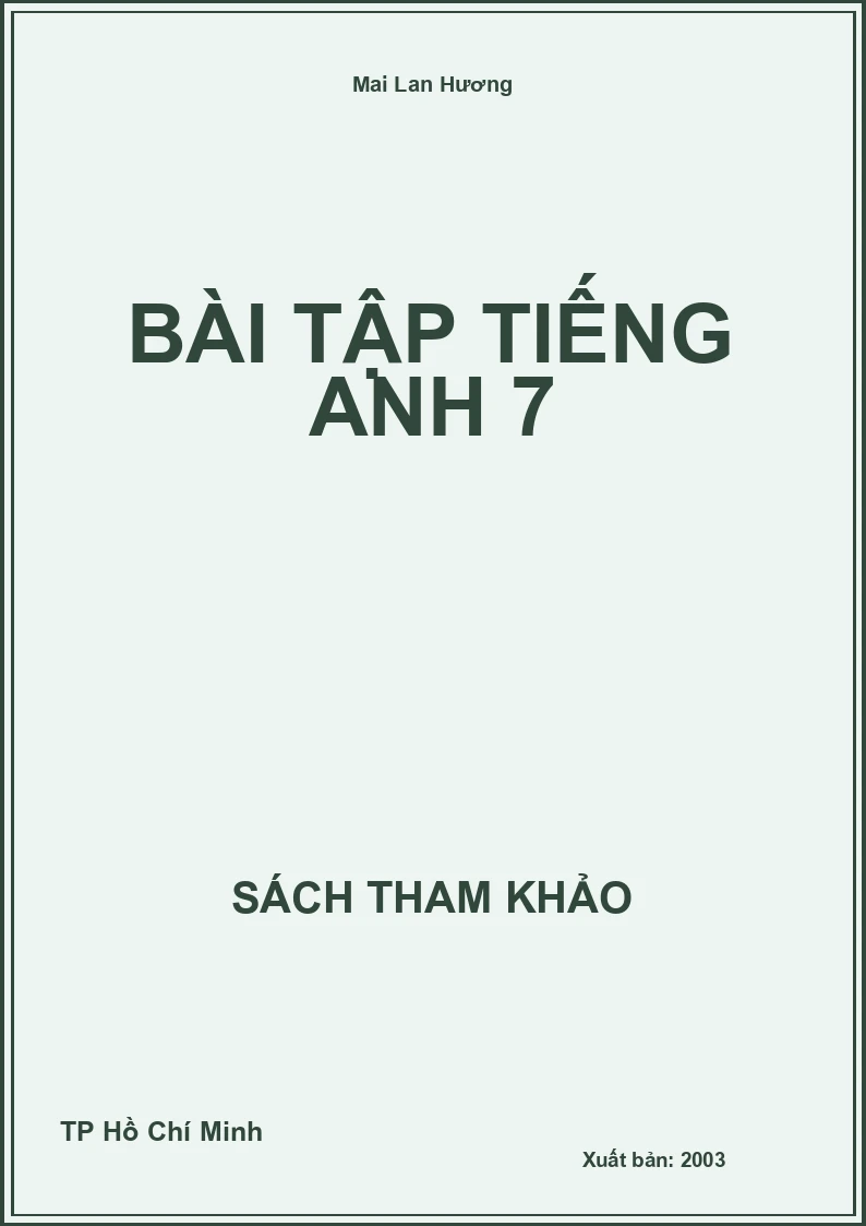 Bài tập Tiếng Anh 7