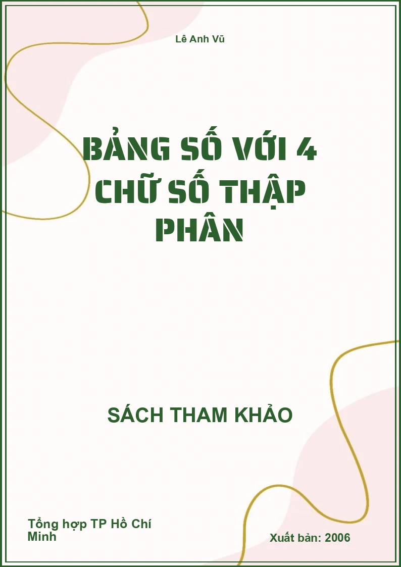 Bảng số với 4 chữ số thập phân