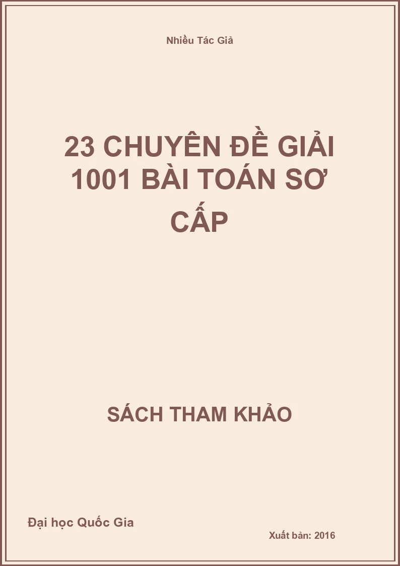 23 chuyên đề Giải 1001 bài Toán sơ cấp