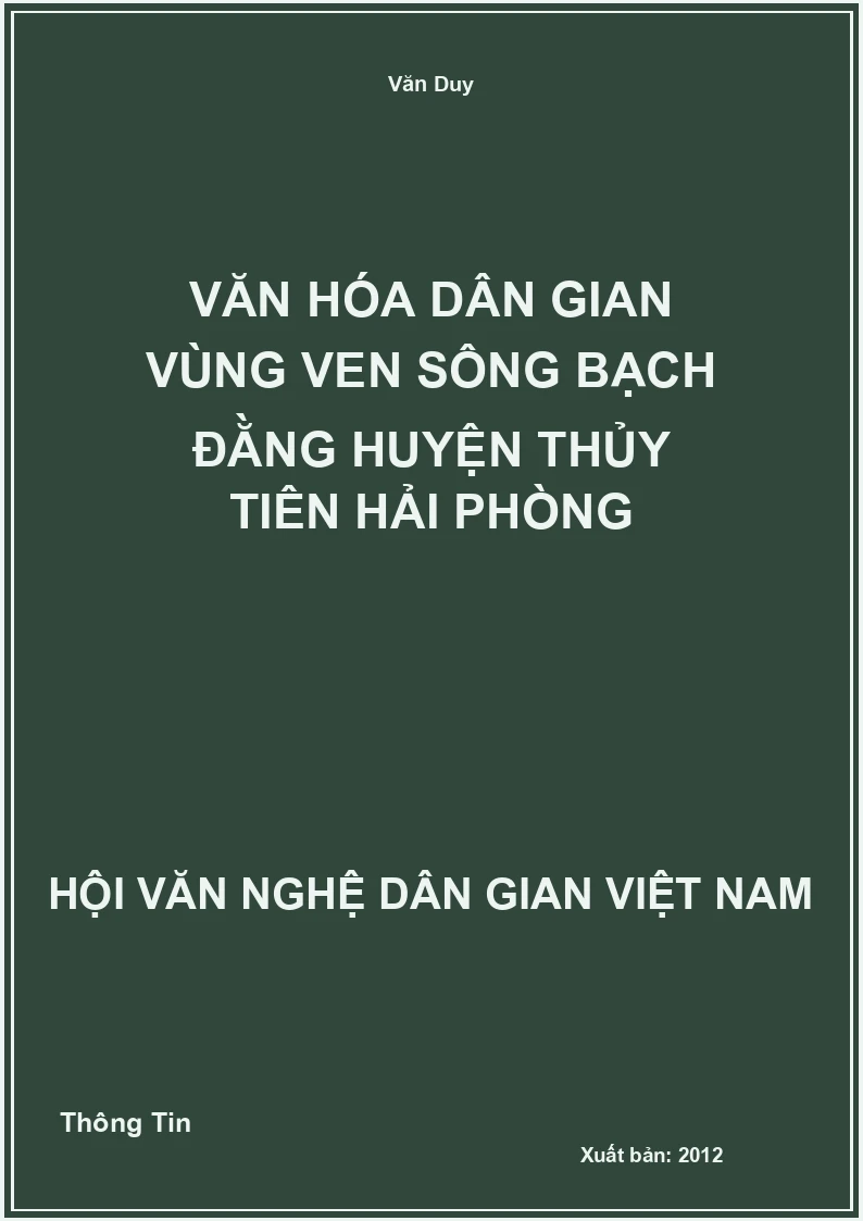 Văn Hóa Dân Gian Vùng Ven Sông Bạch Đằng Huyện Thủy Tiên Hải Phòng