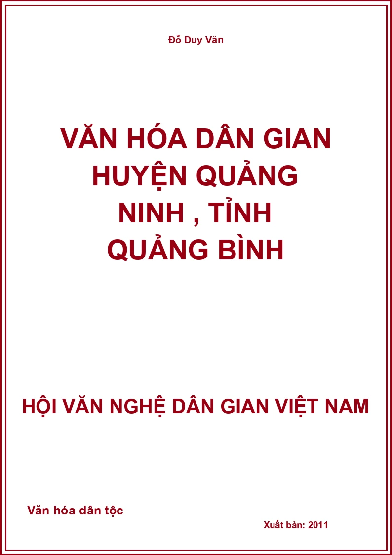 Văn Hóa Dân Gian Huyện Quảng Ninh , Tỉnh Quảng Bình