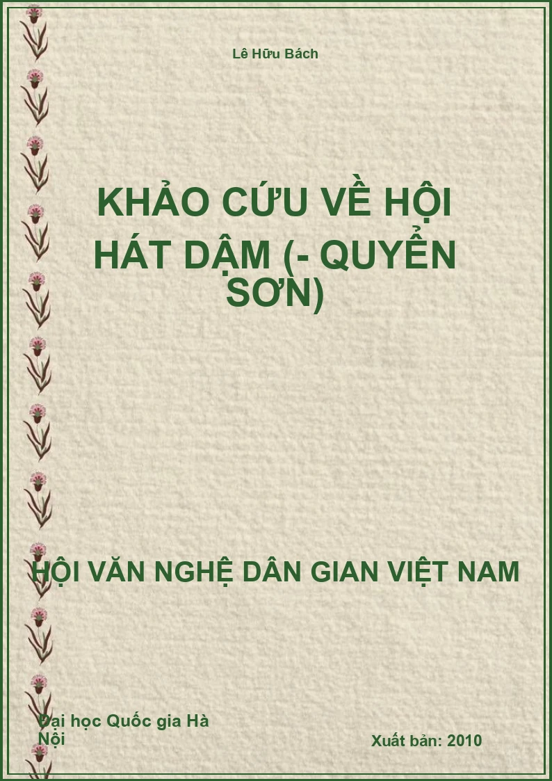 Khảo Cứu Về Hội Hát Dậm (- Quyển Sơn)