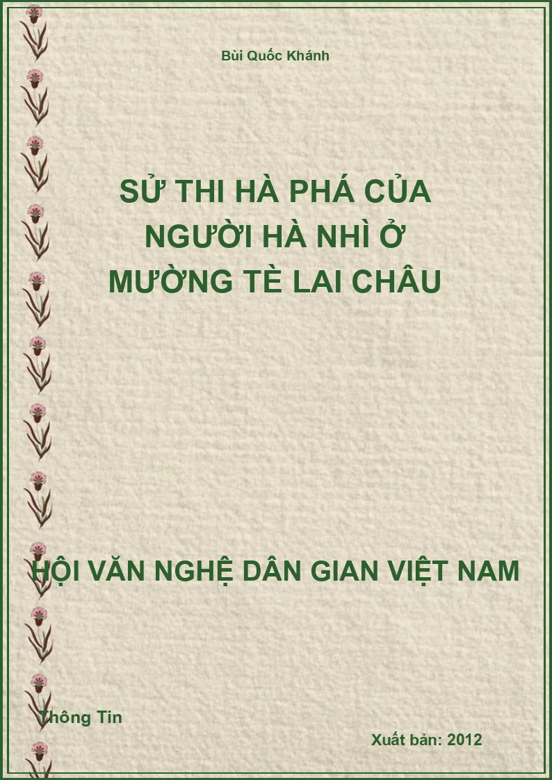 Sử Thi Hà Phá Của Người Hà Nhì Ở Mường Tè Lai Châu