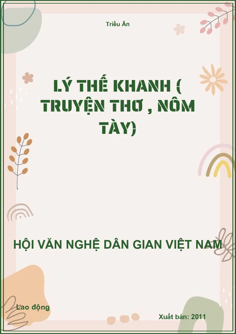 Lý Thế Khanh ( Truyện Thơ , Nôm Tày)