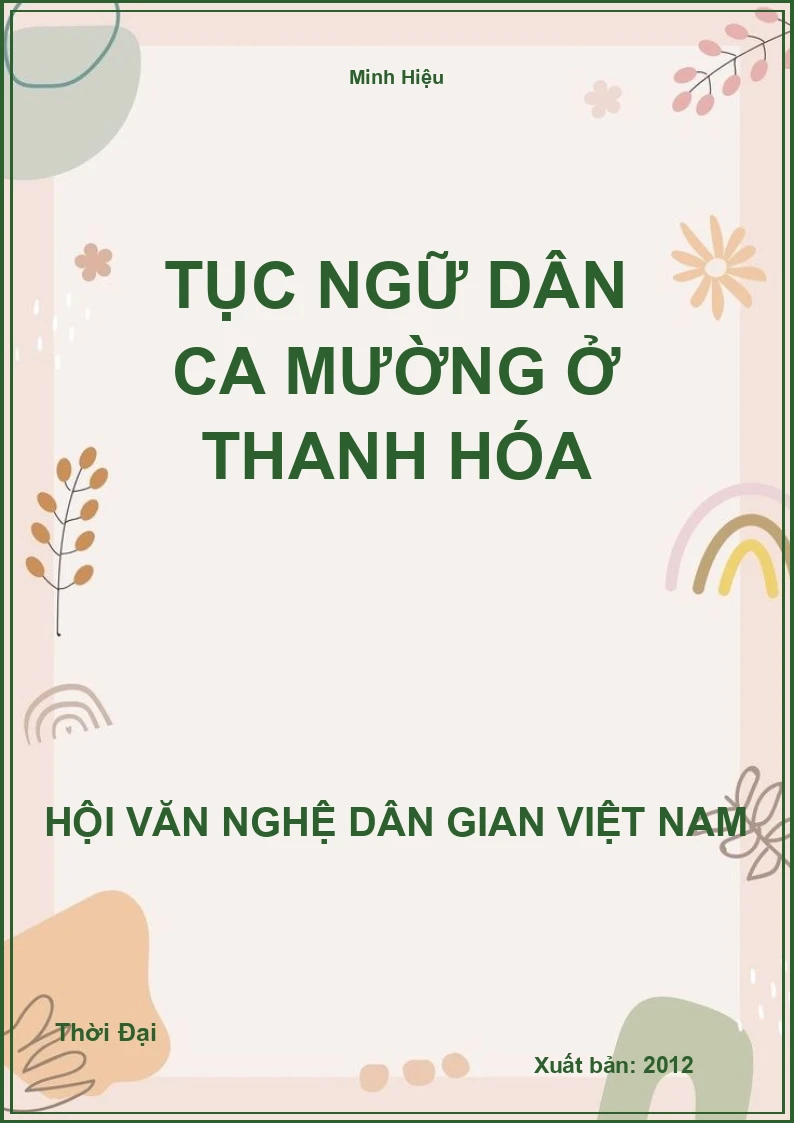 Tục Ngữ Dân Ca Mường Ở Thanh Hóa