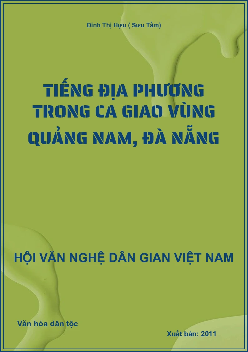 Tiếng Địa Phương Trong Ca Giao Vùng Quảng Nam, Đà Nẵng