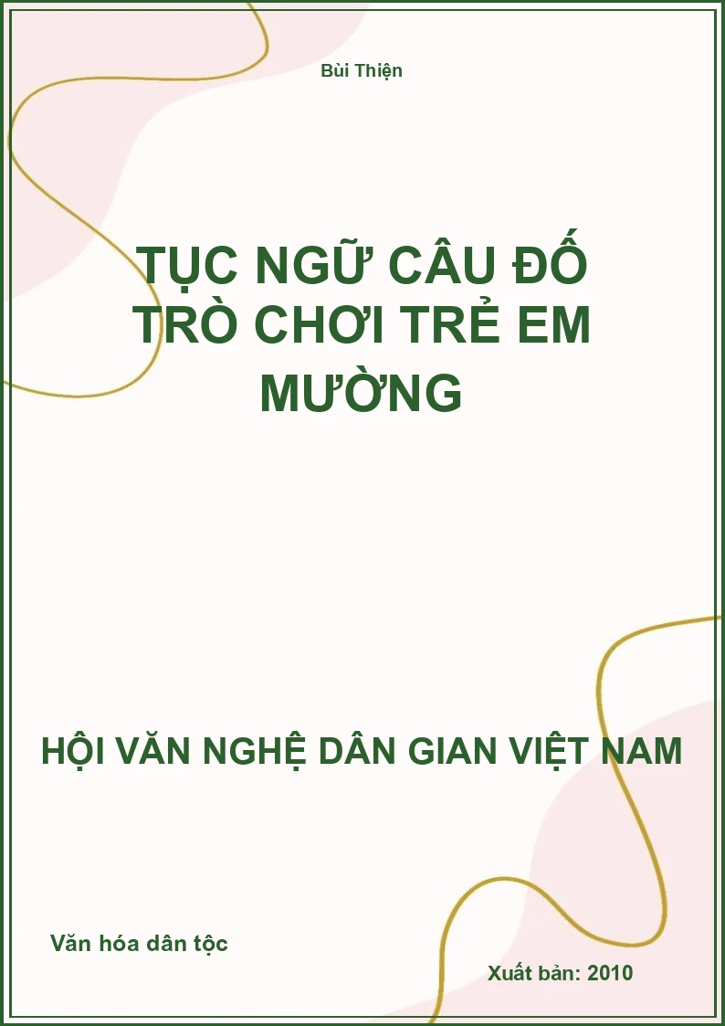 Tục Ngữ Câu Đố Trò Chơi Trẻ Em Mường
