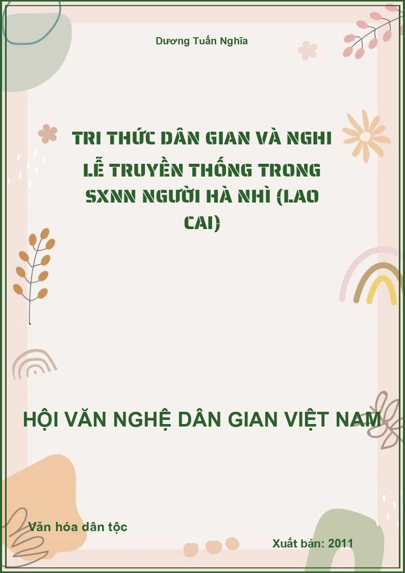 Tri Thức Dân Gian Và Nghi Lễ Truyền Thống Trong Sxnn Người Hà Nhì (Lao Cai)
