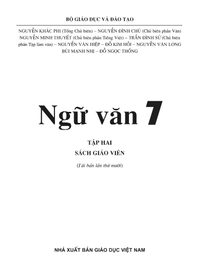 Sách giáo viên Ngữ văn 7 tập 2