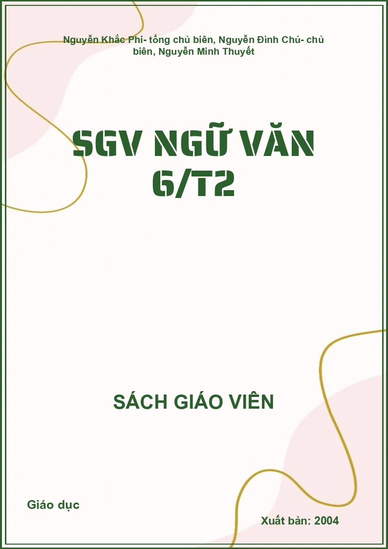 Sách giáo viên Ngữ văn 6 tập 2