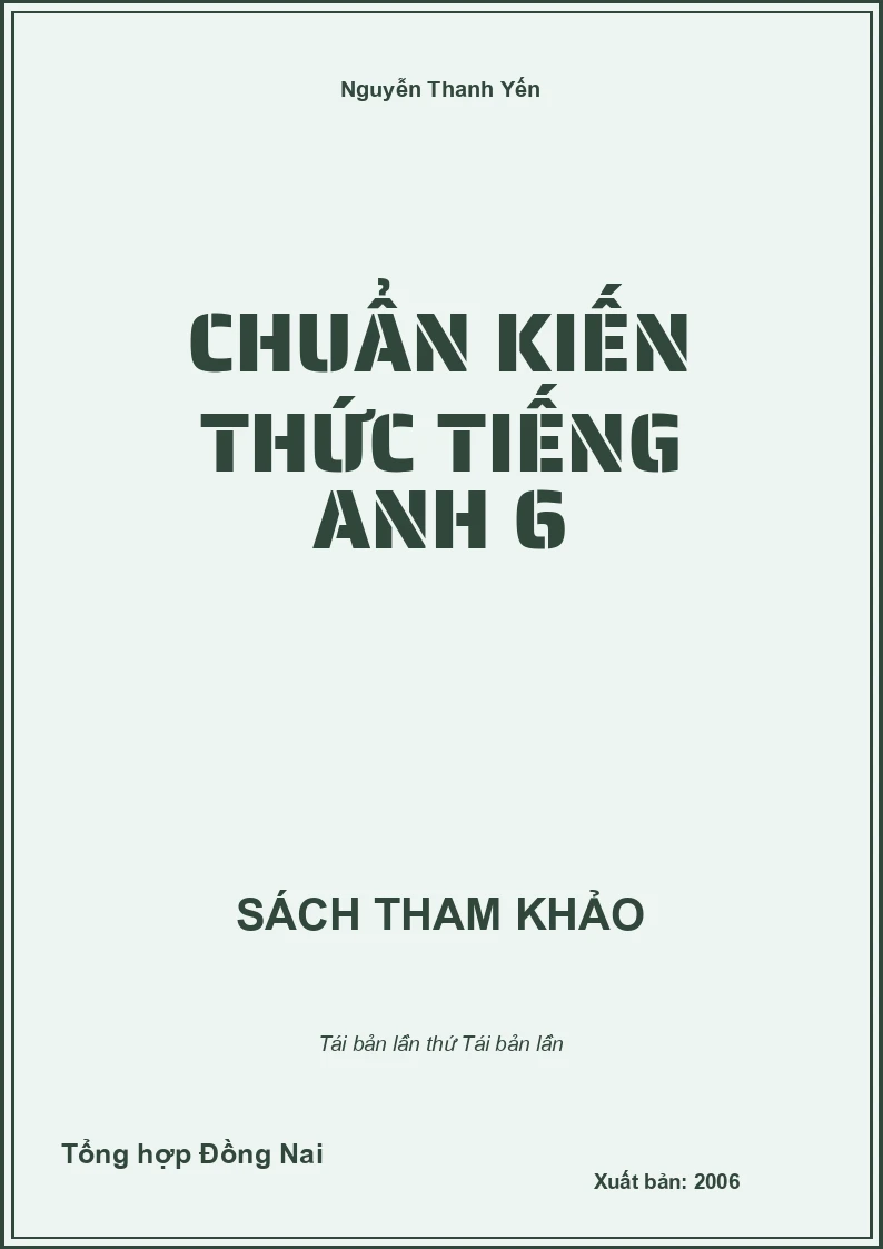 Chuẩn kiến thức Tiếng Anh 6