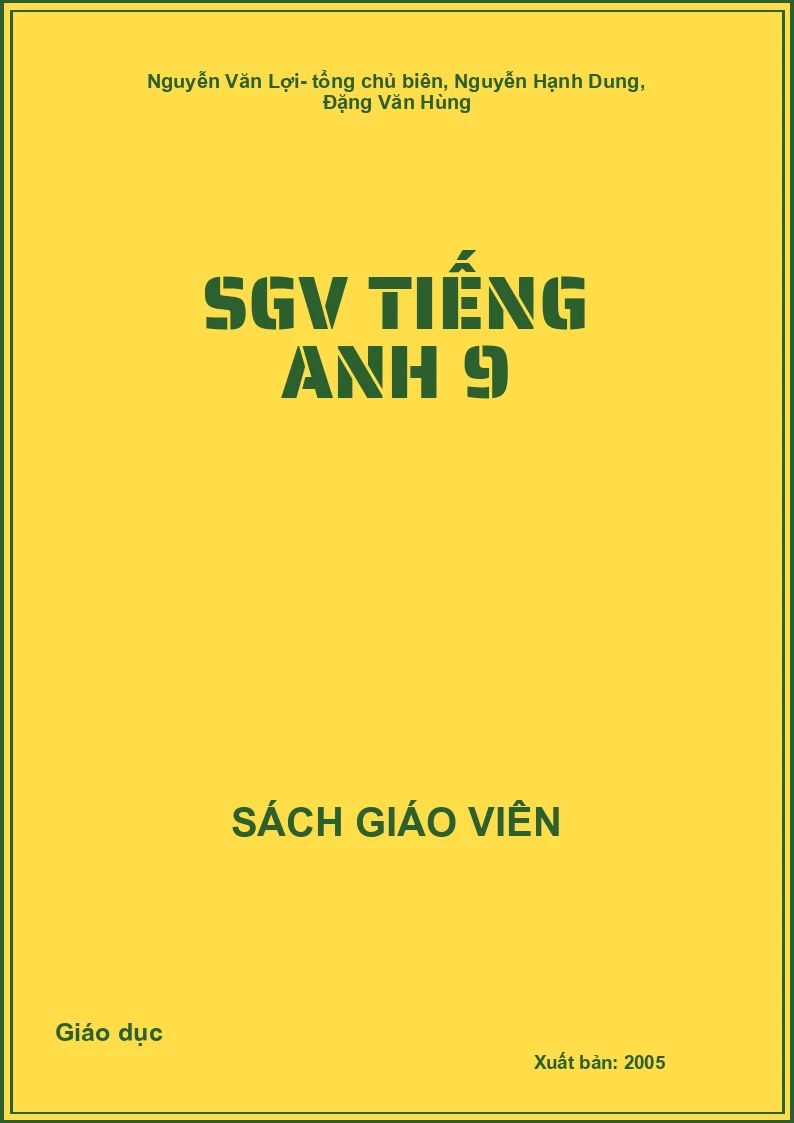 Sách Giáo Viên Tiếng Anh 9