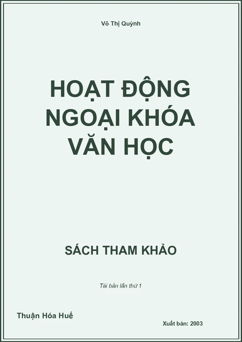 Hoạt động ngoại khóa Văn học