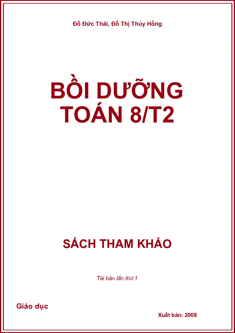 Bồi dưỡng Toán 8 tập 2