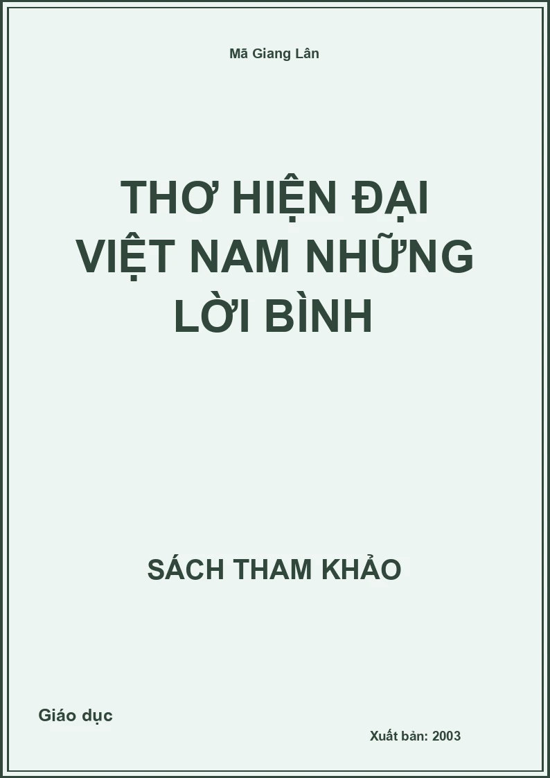 Thơ hiện đại Việt Nam những lời bình
