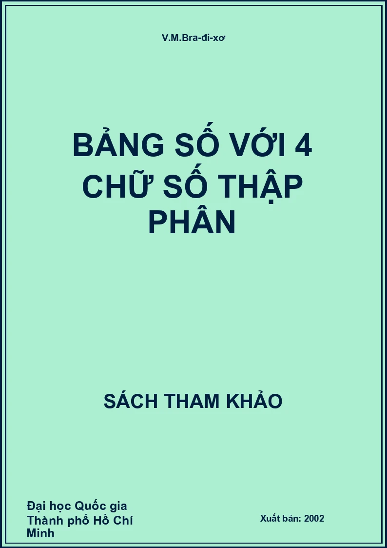 Bảng số với 4 chữ số thập phân
