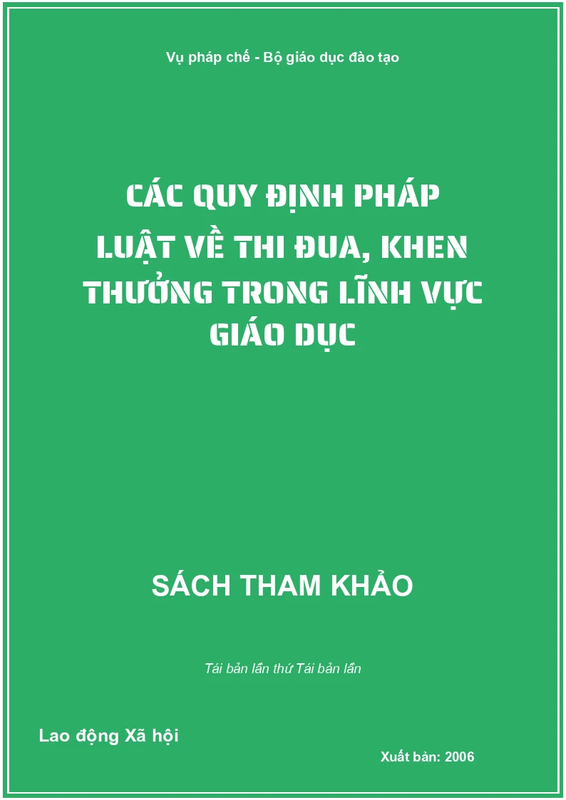 Các quy định pháp luật về thi đua, khen thưởng trong lĩnh vực giáo dục