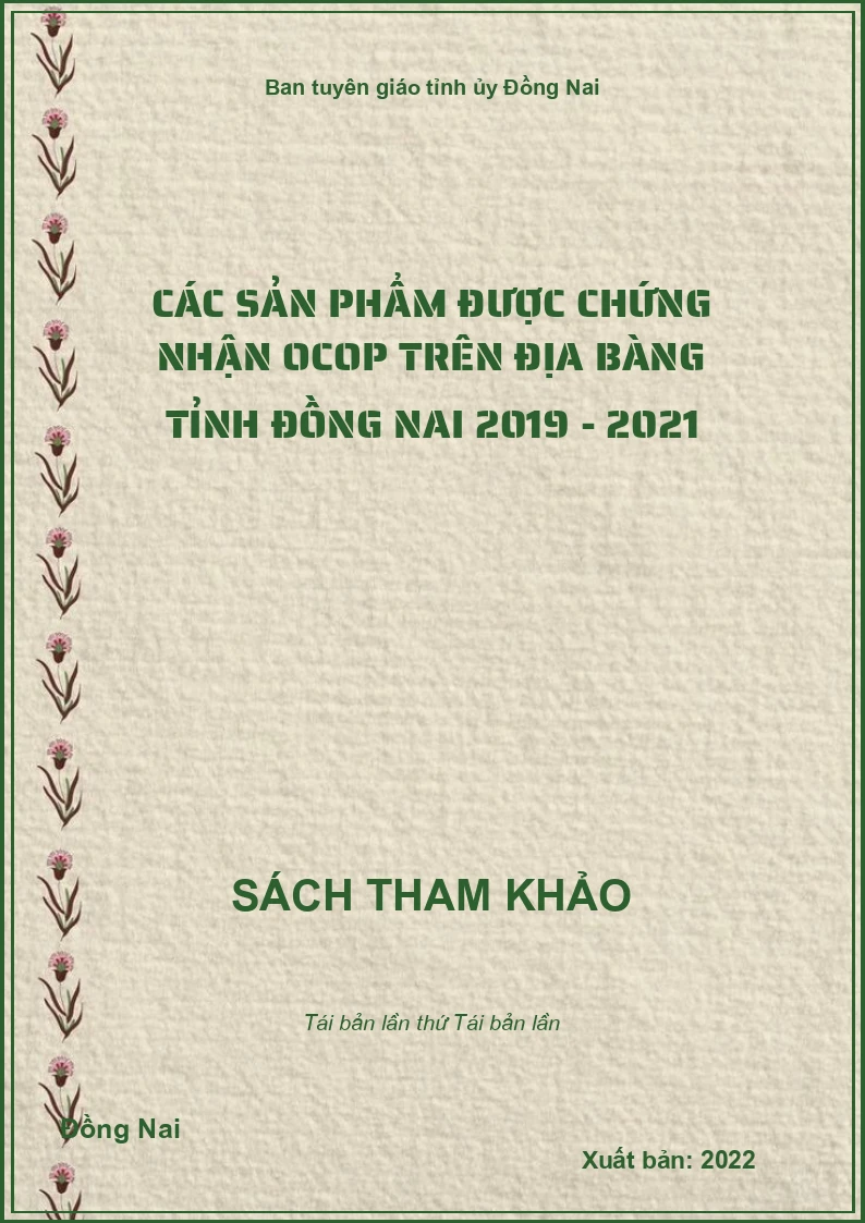 Các sản phẩm được chứng nhận ocop trên địa bàng tỉnh Đồng Nai 2019 - 2021