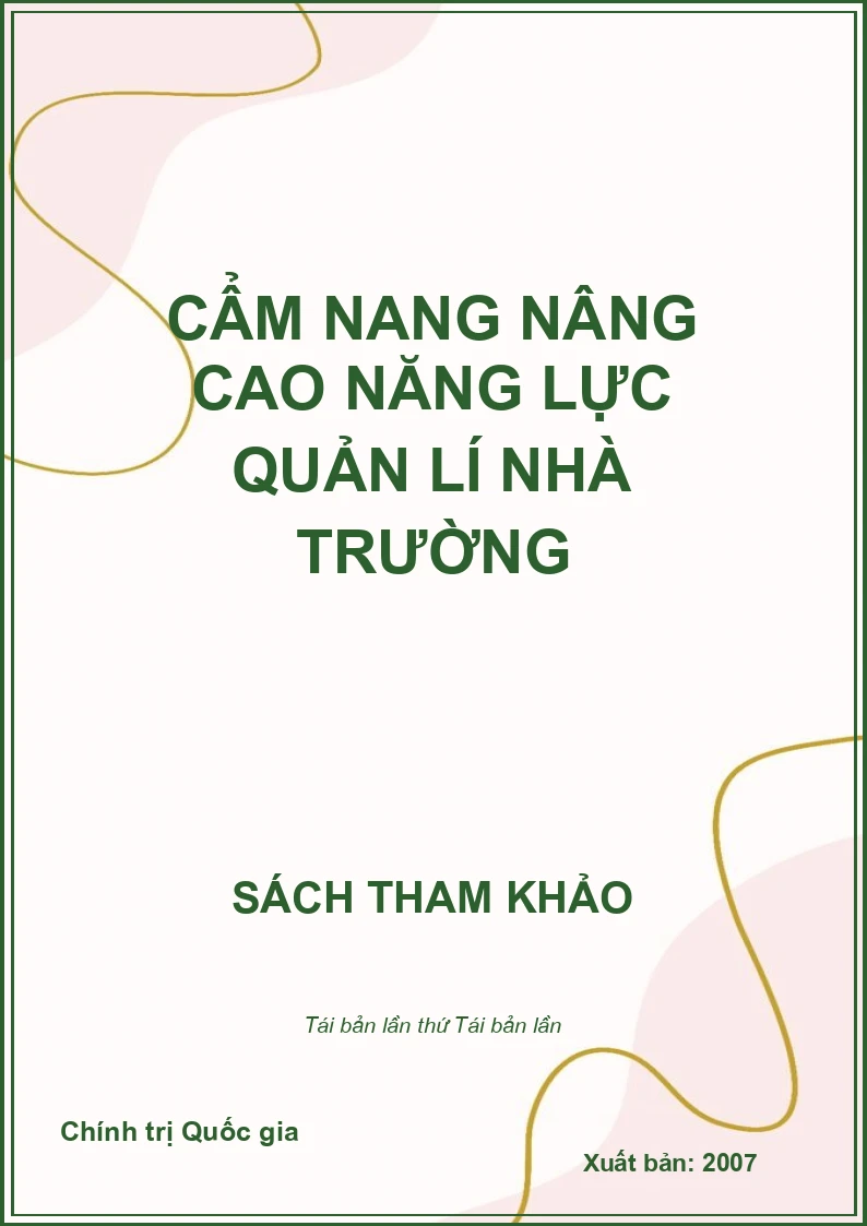 Cẩm nang nâng cao năng lực quản lí nhà trường