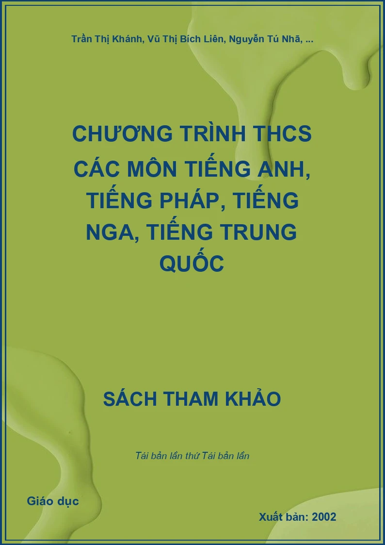 Chương trình THCS các môn Tiếng Anh, Tiếng Pháp, Tiếng Nga, Tiếng Trung Quốc
