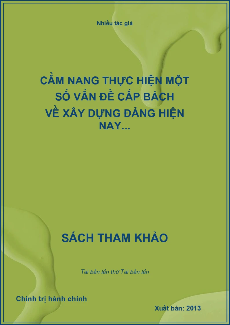 Cẩm nang thực hiện một số vấn đề cấp bách về xây dựng Đảng hiện nay
