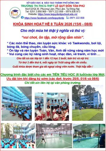 CHƯƠNG TRÌNH HÈ 2026