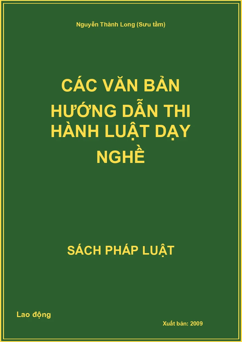 Các văn bản hướng dẫn thi hành Luật dạy nghề
